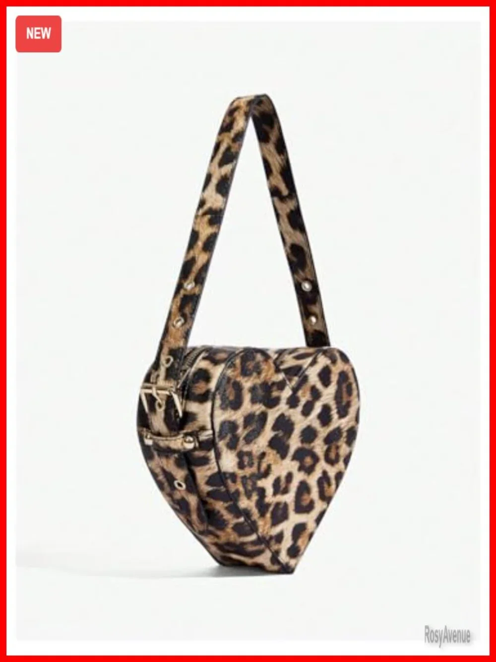 Y2K Heart Shape Leopard Print Top Handle Tote Mini Clutch Purse